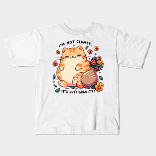 Clumsy Cat and Flower Vase Kids T-Shirt